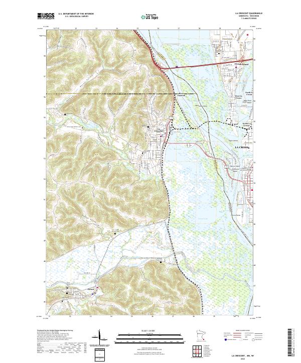 La Crescent, MN-WI — USGS 7.5-minute topo (2022)