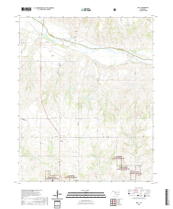 Roll, OK — USGS 7.5-minute topo (2022)