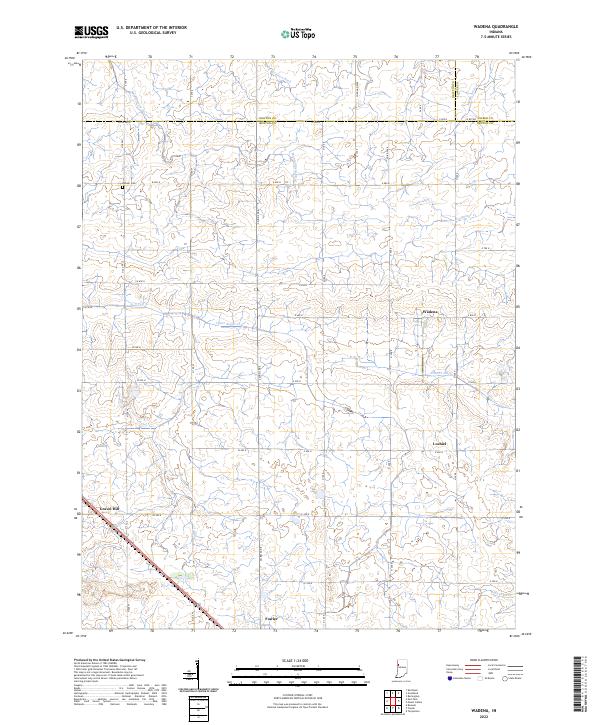Wadena, IN — USGS 7.5-minute topo (2022)