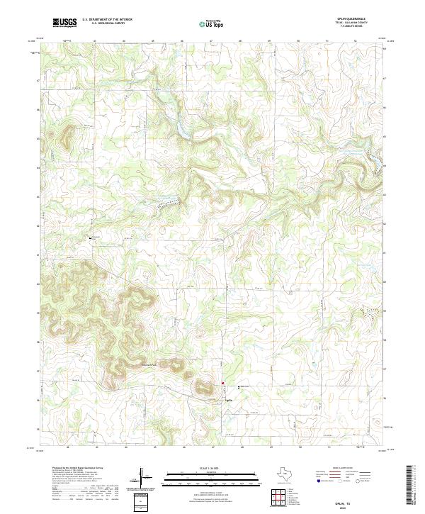 Oplin, TX — USGS 7.5-minute topo (2022)