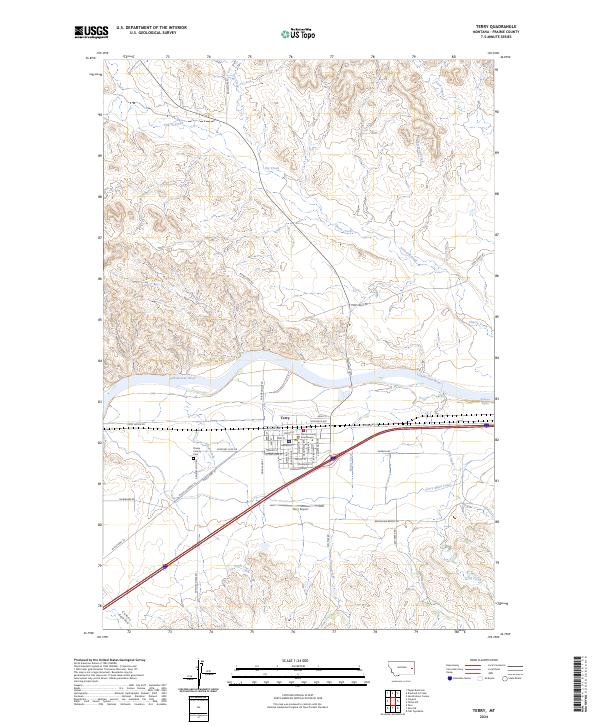 Terry, MT — USGS 7.5-minute topo (2024)