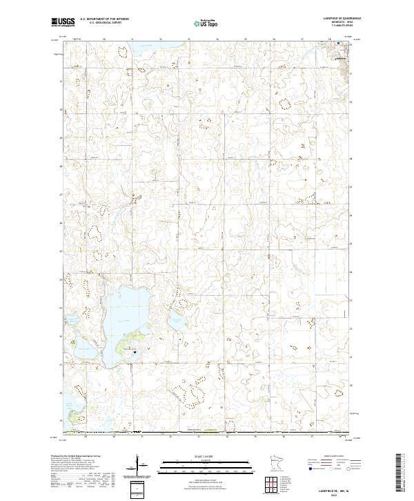 Lakefield SE, MN-IA — USGS 7.5-minute topo (2022)