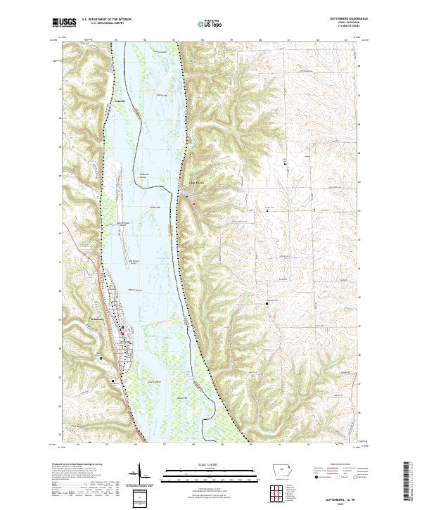 Guttenberg, IA-WI — USGS 7.5-minute topo (2022)