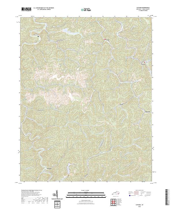 Cutshin, KY — USGS 7.5-minute topo (2022)