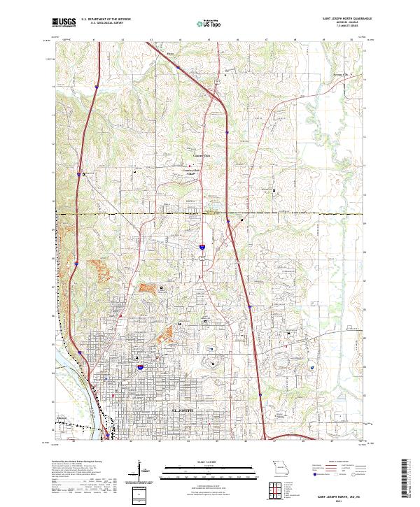 Saint Joseph North, MO-KS — USGS 7.5-minute topo (2021)