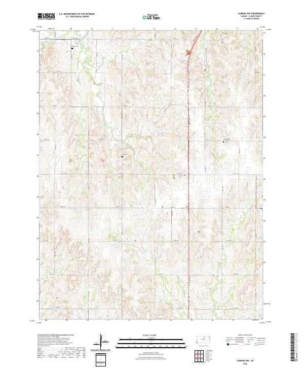 Aurora NW, KS — USGS 7.5-minute topo (2022)