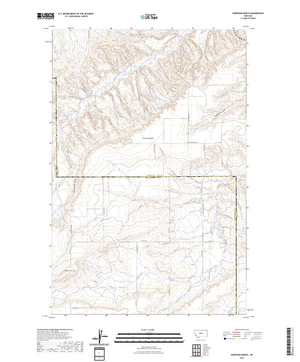 Harwood Bench, MT — USGS 7.5-minute topo (2024)