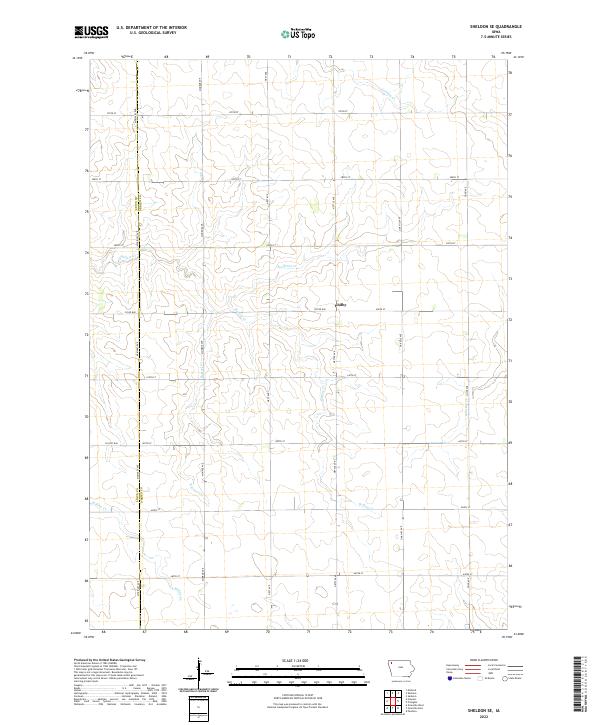 Sheldon SE, IA — USGS 7.5-minute topo (2022)
