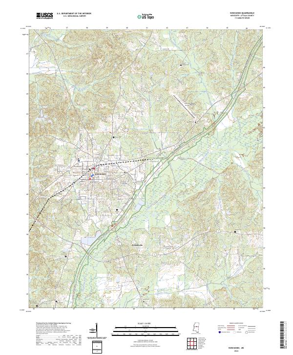 Kosciusko, MS — USGS 7.5-minute topo (2024)