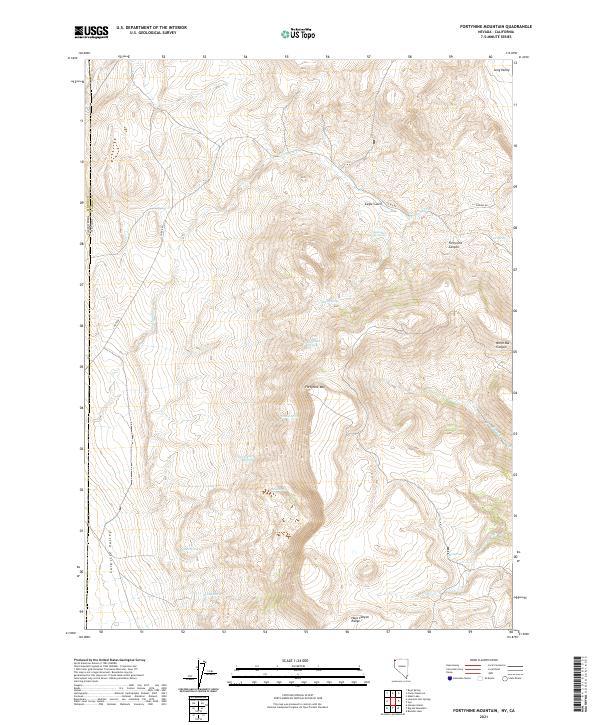 Fortynine Mountain, NV-CA — USGS 7.5-minute topo (2021)