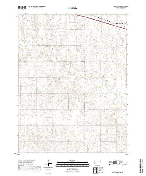 Trego Center NE, KS — USGS 7.5-minute topo (2022)