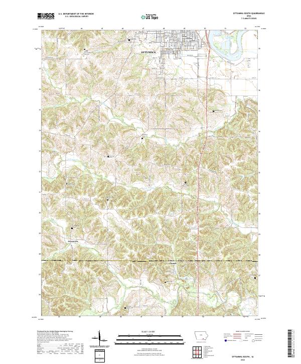 Ottumwa South, IA — USGS 7.5-minute topo (2022)