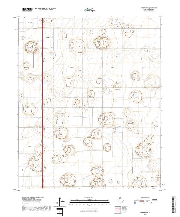 Underwood, TX — USGS 7.5-minute topo (2022)