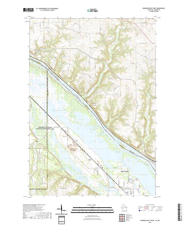 Diamond Bluff West, WI-MN — USGS 7.5-minute topo (2022)