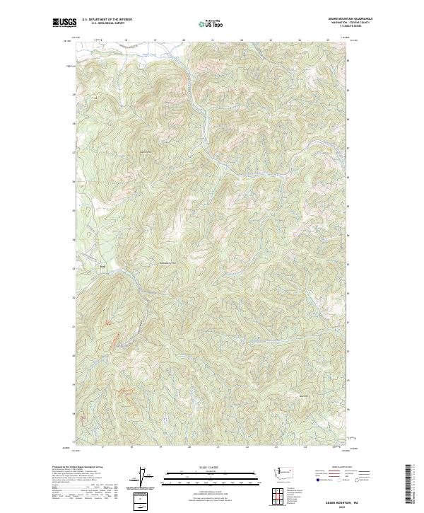 Adams Mountain, WA — USGS 7.5-minute topo (2023)