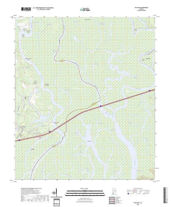 The Basin, AL — USGS 7.5-minute topo (2024)