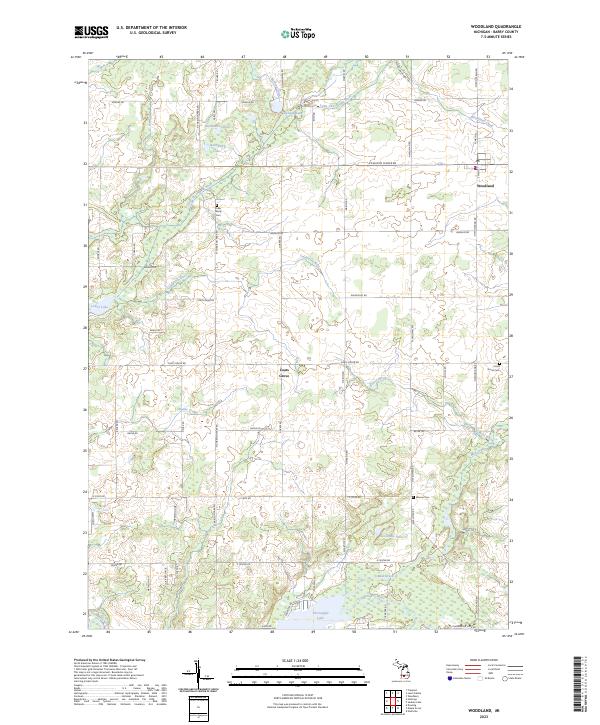 Woodland, MI — USGS 7.5-minute topo (2023)