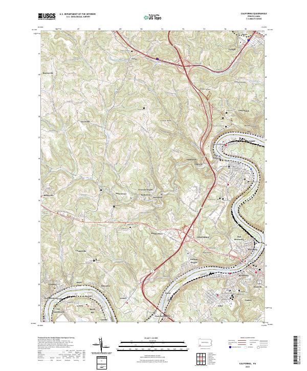 California, PA — USGS 7.5-minute topo (2023)