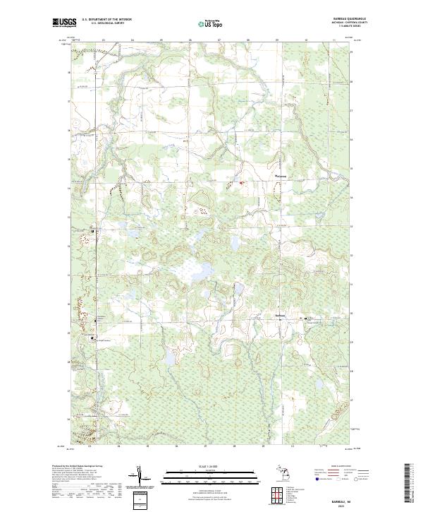 Barbeau, MI — USGS 7.5-minute topo (2023)