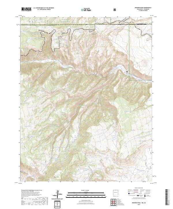 Bighorn Peak, NM-CO — USGS 7.5-minute topo (2023)