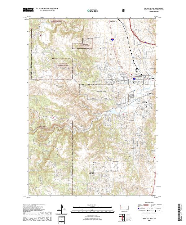 Rapid City West, SD — USGS 7.5-minute topo (2021)