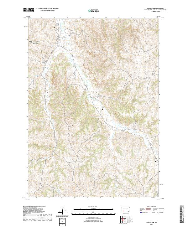 Manderson, SD — USGS 7.5-minute topo (2021)