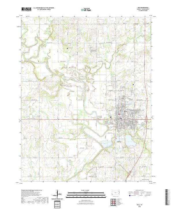 Iola, KS — USGS 7.5-minute topo (2022)