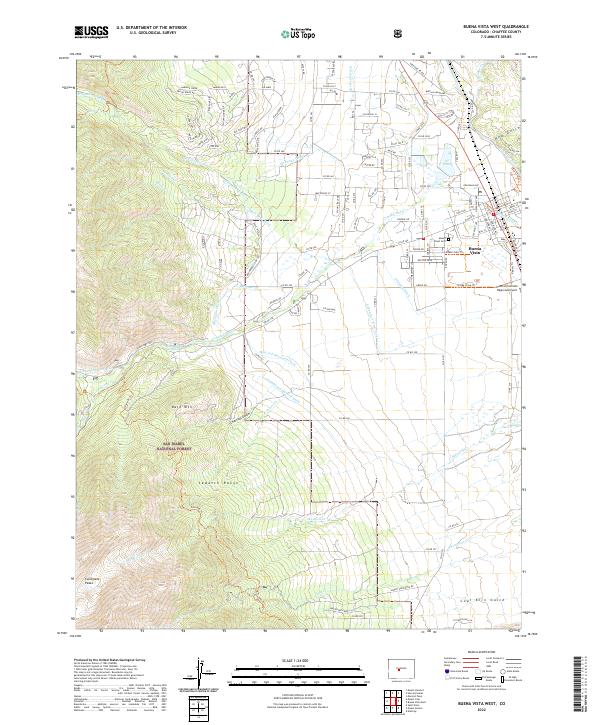 Buena Vista West, CO — USGS 7.5-minute topo (2022)