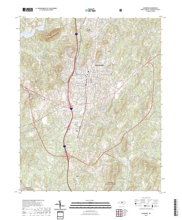 Asheboro, NC — USGS 7.5-minute topo (2022)