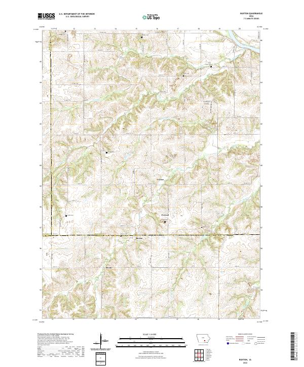 Buxton, IA — USGS 7.5-minute topo (2022)