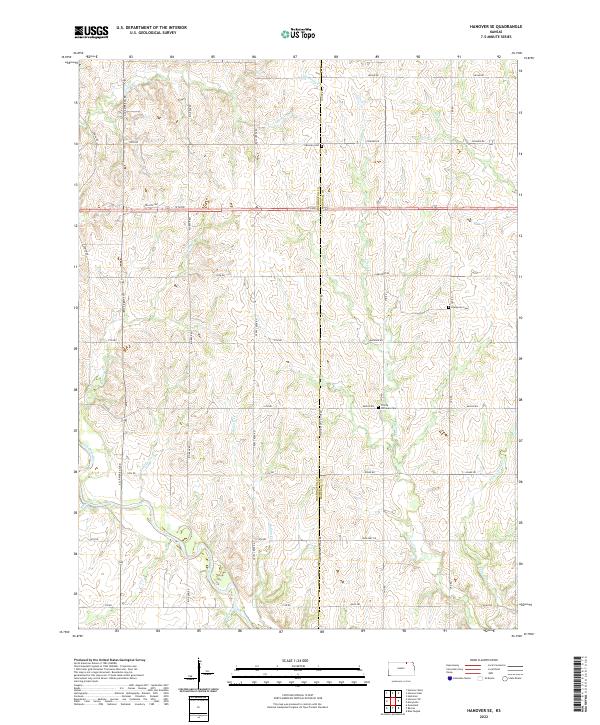 Hanover SE, KS — USGS 7.5-minute topo (2022)