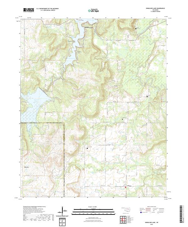 Okmulgee Lake, OK — USGS 7.5-minute topo (2022)