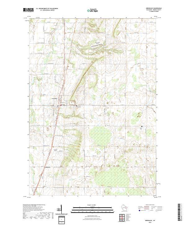 Greenleaf, WI — USGS 7.5-minute topo (2022)