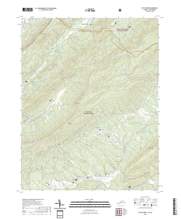 Potts Creek, VA-WV — USGS 7.5-minute topo (2022)