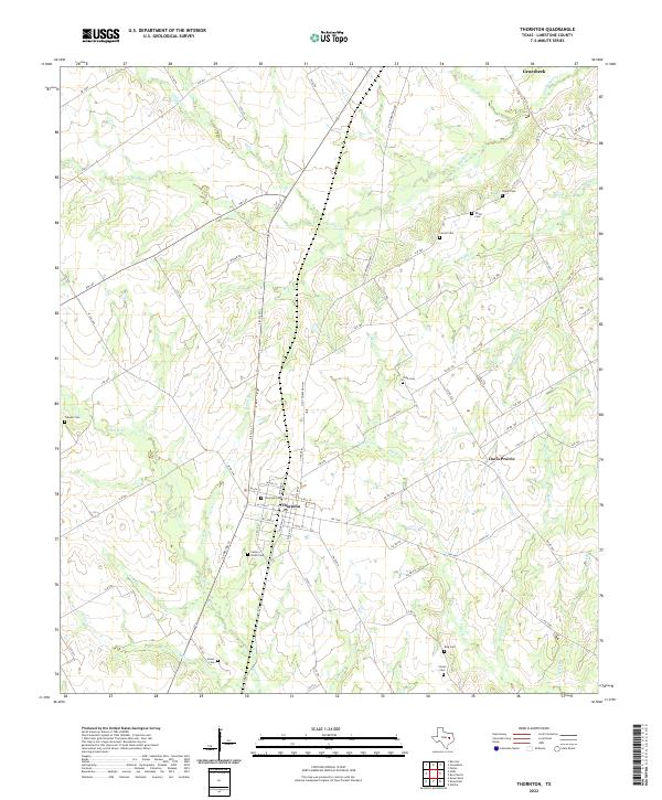 Thornton, TX — USGS 7.5-minute topo (2022)