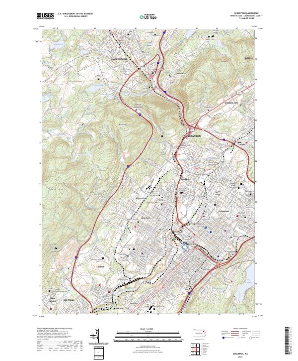 Scranton, PA — USGS 7.5-minute topo (2023)