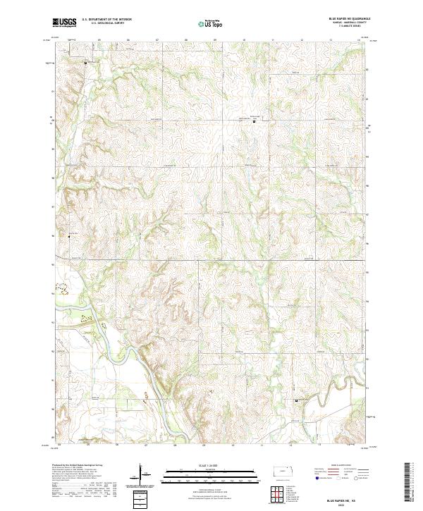 Blue Rapids NE, KS — USGS 7.5-minute topo (2022)