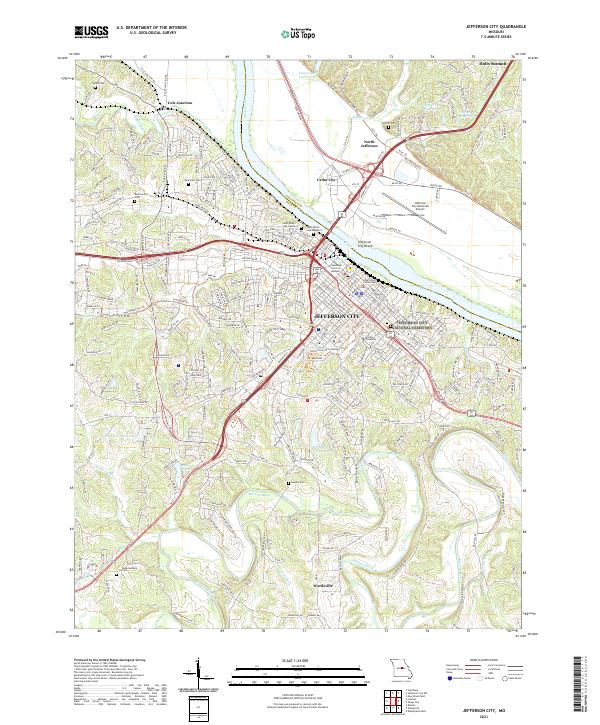 Jefferson City, MO — USGS 7.5-minute topo (2021)