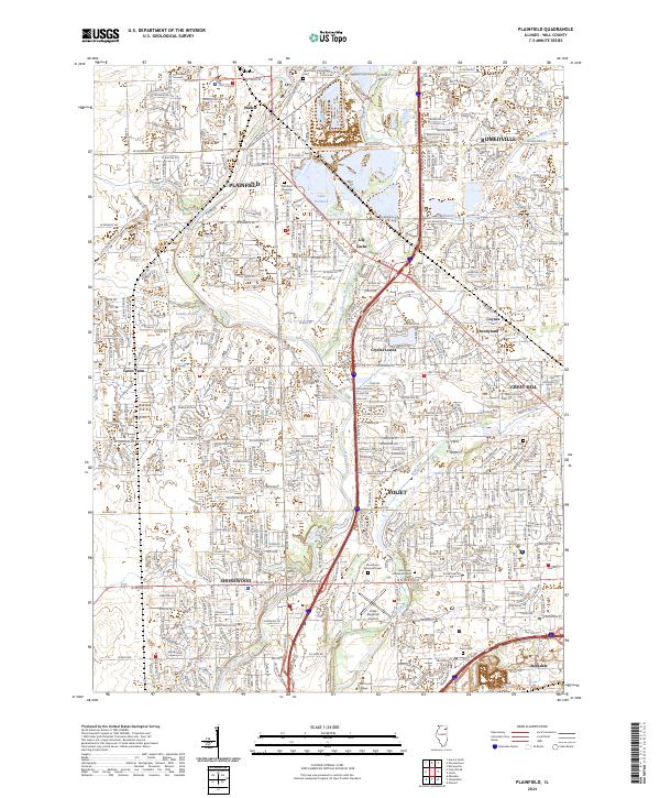 Plainfield, IL — USGS 7.5-minute topo (2024)