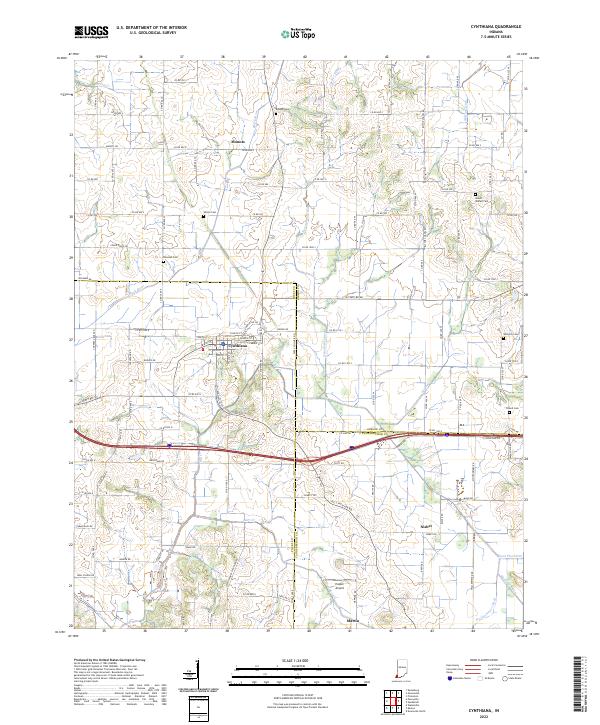 Cynthiana, IN — USGS 7.5-minute topo (2022)