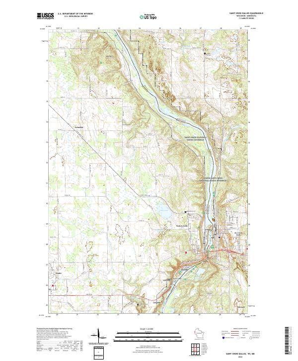 Saint Croix Dalles, WI-MN — USGS 7.5-minute topo (2022)