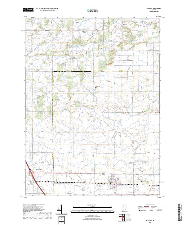 Wolcott, IN — USGS 7.5-minute topo (2022)