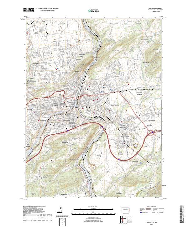Easton, PA-NJ — USGS 7.5-minute topo (2023)