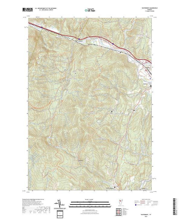 Waterbury, VT — USGS 7.5-minute topo (2024)