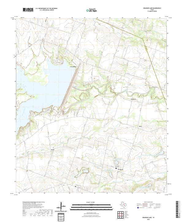 Granger Lake, TX — USGS 7.5-minute topo (2022)