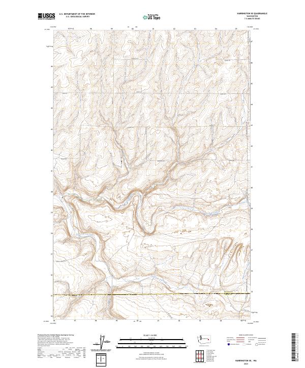 Harrington SE, WA — USGS 7.5-minute topo (2023)