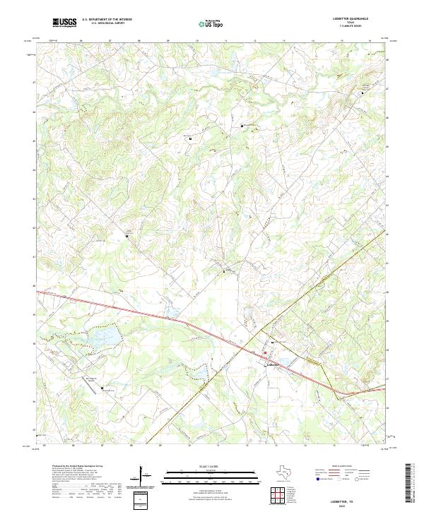 Ledbetter, TX — USGS 7.5-minute topo (2022)