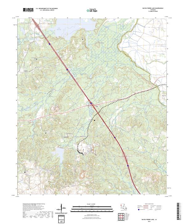 Bayou Pierre Lake, LA — USGS 7.5-minute topo (2024)
