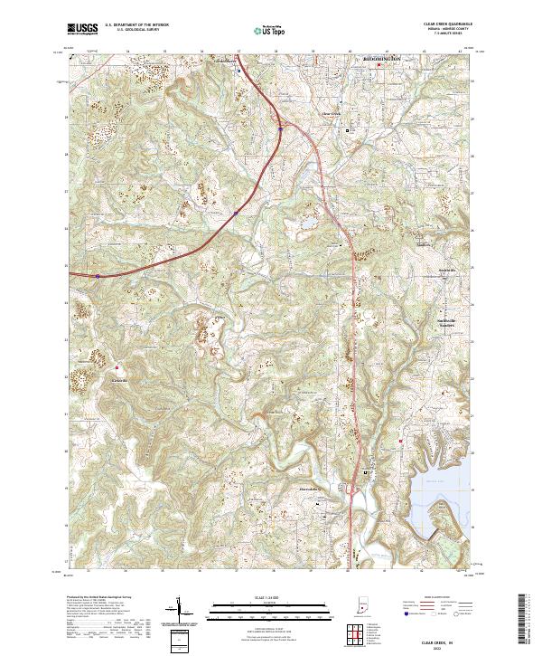 Clear Creek, IN — USGS 7.5-minute topo (2022)
