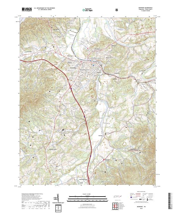 Newport, TN — USGS 7.5-minute topo (2022)